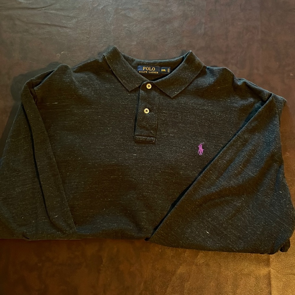 Dark gray long sleeve polo shirt